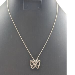 925 Sterling Silver 'Hope' Butterfly Pendant 17.5" Box Chain Necklace